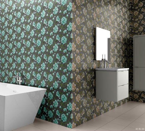 Elegance Look Easier To Maintain Green And Brown Flower Design Ceramic Wall Tiles Application: Storage