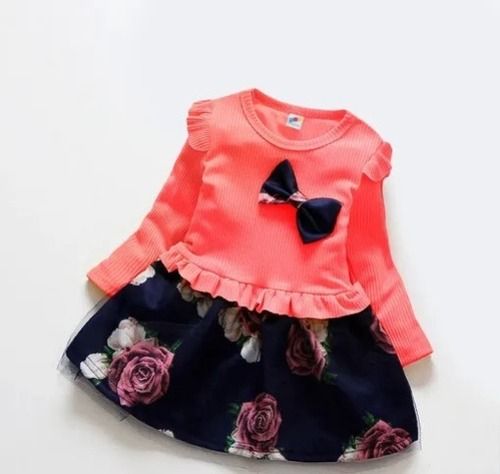 Full Sleeves Top And Printed Skirt Breathable Cotton Kids Fancy Wear Application: Industrial