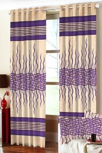 Graceful Look Beautiful Attractive White And Purple Printed Designer Curtain