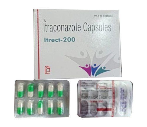 White Itraconazole Capsules Itrect 200 Mg (Pack Size 10 X 10 Capsules)