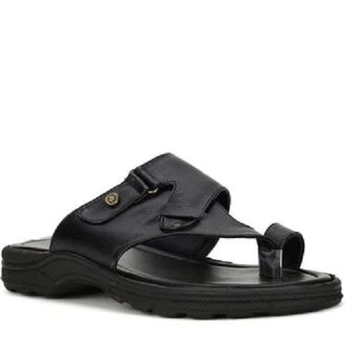 Party Wear Size 9 Inch Leather Material Lightweight Black Men'S Sandal 