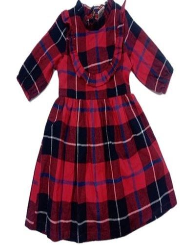 Soft Comfortable Breathable And Stylish Cotton Regular Wear Kids Red Frock Age Group: 3-4Years