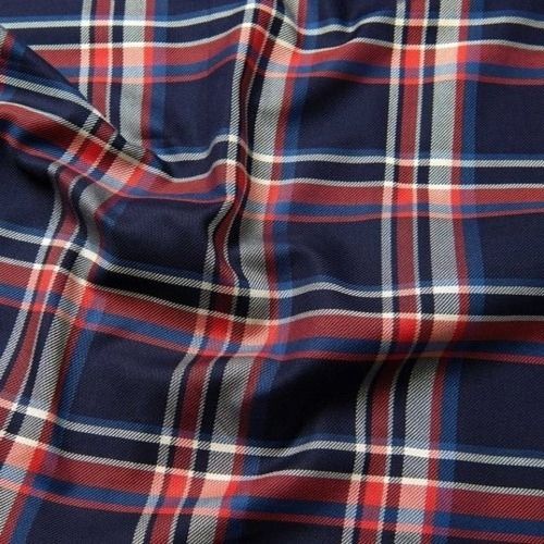 Washable And Breathable Supreme Quality Blue Red Checked Printed Cotton Fabric