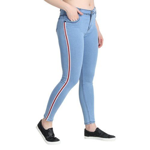 Women'S Regular Fit Plain Dyed Cotton Lightly Blue Jeans 36-40 Length Age Group: >16 Years