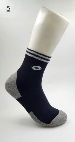 Black With White Printed 4 Way Stretch Ankle Length Eco Friendly Cotton Sports Socks