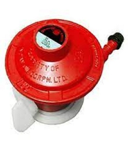 Color Coated Corrosion Resistant Iron Domestic LPG Gas Regulator For Cylinder - Iron, 22 mm, Red, Adjustable Pressure Gauge, Safety Valve, 400 Grams
