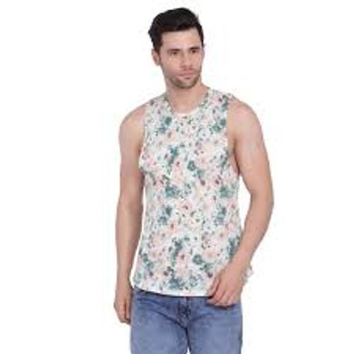 Comfortable And Lightweight Great Fitting Mens Fancy Printed White Vest