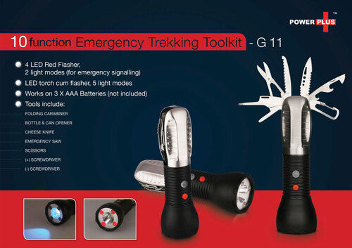 Orange Emergency Trekking Toolkit (9 Function With 5 Mode Torch & 2 Mode Flasher)