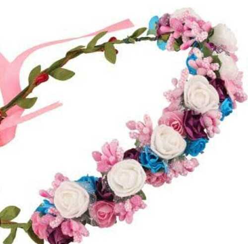 Multicolor Adjustable Plastic Floral Handmade Tiara For Girls And Women