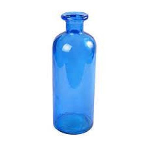 Sturdy Constructed Leak Resistance Unbreakable Round Blue Empty Glass Bottle