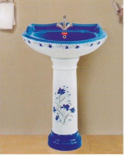 White And Blue Stylish Design Two Pieces Ceramic Wash Basin For Domestic Installation Type: Floor Mounted