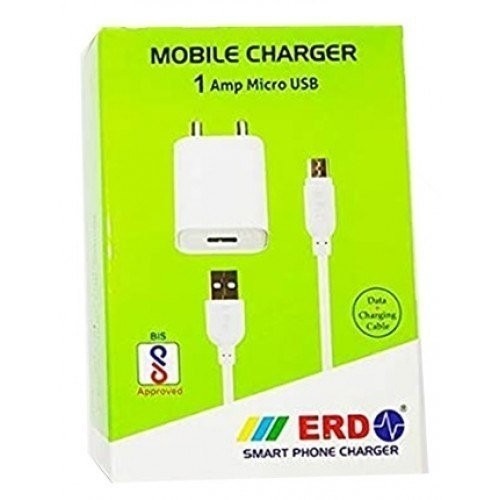 1 Ampere Micro Usb Abs Plastic Body White Erd Smart Phone Charger With Data Cable