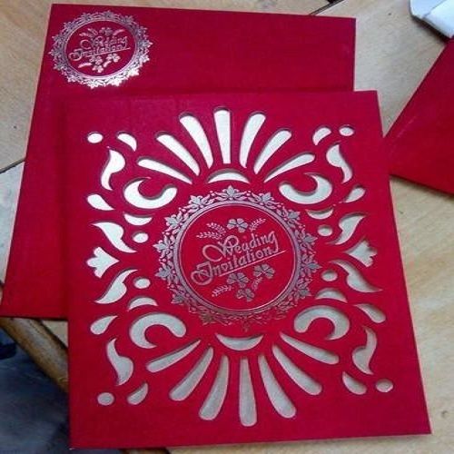 Beautiful Elegant And Light Weight Design Red Rectangular Wedding Card