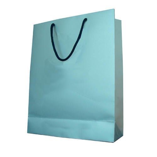 Biodegradable Recyclable Eco Friendly Sky Blue Plain Paper Carry Bags