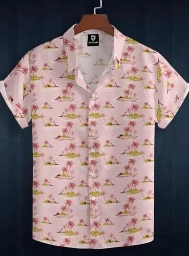 Comfortable Light Pink Printed Design Cotton Mens Shirt For Casual Wear Age Group: 18-45 Years