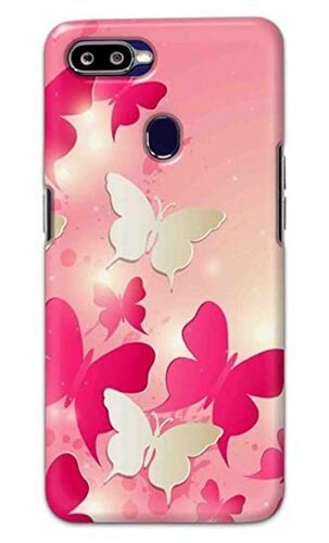 Perfect Fitting Simple Size Pink Butterfly Printed Hard Mobile Back Cover