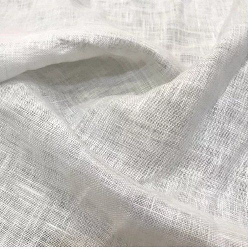 White Pure Plain Linen Fabric