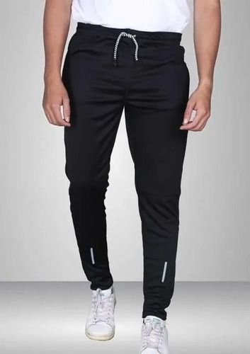 Solid Black Elastic Waistband Type Polyester Fabric Track Pant For Mens Age Group: Adults