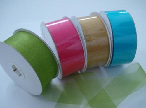 गारमेंट के लिए कलरफुल मल्टी कलर और प्लेन पैटर्न ऑर्गेंज रिबन रोल, 35 मीटर