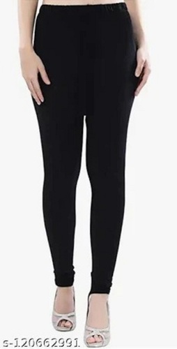 1 काले रंग का पैक प्लेन सॉलिड स्ट्रेट फिट एंकल वियर कॉटन लेगिंग डेकोरेशन मटीरियल: सेक्विन