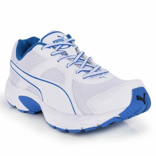 Comfortable Regular Wear Slip Resistance White And Blue Sports Mens Shoes