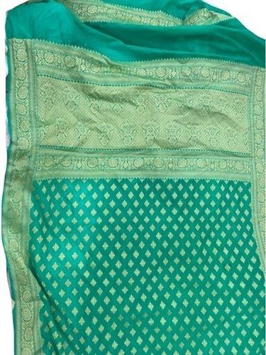 Khadi Sea Green Party Wear Breathable And Design Printed 6M Banarasi Saree 