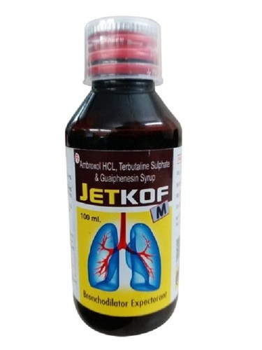 Jetkof Cough Syrup - 100Ml Liquid Natural Sugar-Free Formula with Ambroxol HCl Terbutaline Sulphate and Guaifenesin for All Ages