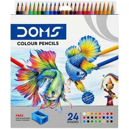 Pack Of 24 Shades Wooden Body Long Lasting Doms Coloured Pencils