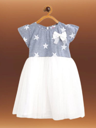 Casual Wear Comfortable And Washable Short Sleeves Printed Cotton Baby Girl Dress