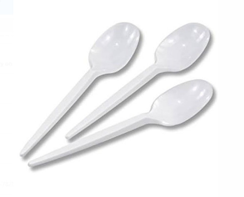 पार्टी और इवेंट्स के लिए 100 पीस व्हाइट कलर डिस्पोजेबल प्लास्टिक स्पून का पैक कठोरता: कठोर