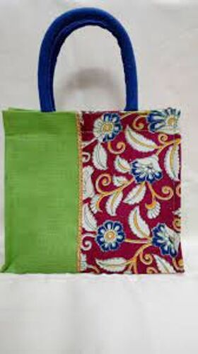 Green Jute Shoppers Tote Bag - Regular Size, Hand-Printed Design | Lightweight, Foldable, Eco-Friendly Storage Solution