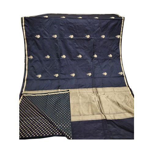 कॉटन वेडिंग वियर एम्ब्रॉयडरी वाली लेडीज़ ब्लैक प्रीमियम बनारसी सिल्क साड़ियां