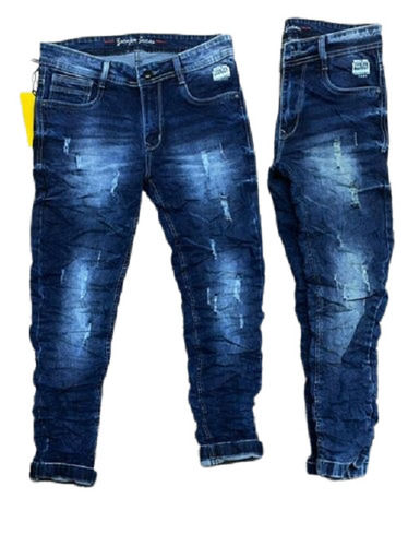 Washable Breathable Fit And Comfortable Stylist Mens Cotton Blue Jeans For Party Wear