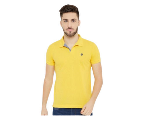 Comfortable With Short Sleeves Yellow Plain Mens Cotton T Shirt For Party Wear Age Group: 18+