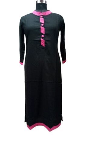 Black Full Sleeve Plain Fancy Kurti