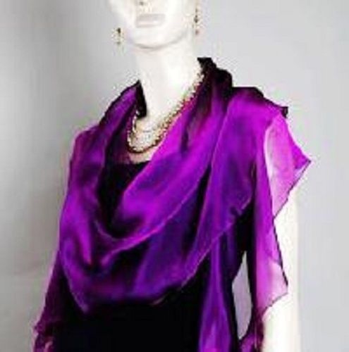 Ladies Skin-Friendly Light Weighted Breathable Purple Plain Chiffon Scarves