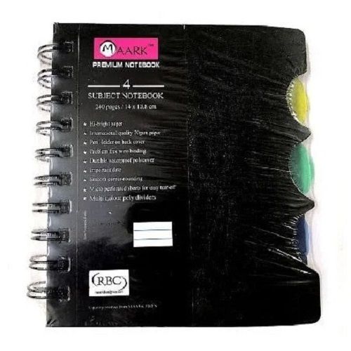 Metal Plain Cover Pattern Rectangular Black 150 Pages Spiral Diary 