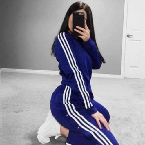 Blue And White Color Striped Full Sleeves Solid Regular Fit Girls Track Suit Age Group: Adults