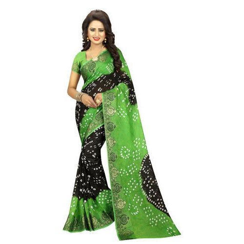 Green Stylish Classic Fashionable Elegant Look Ladies Printed Bandhani Saree 