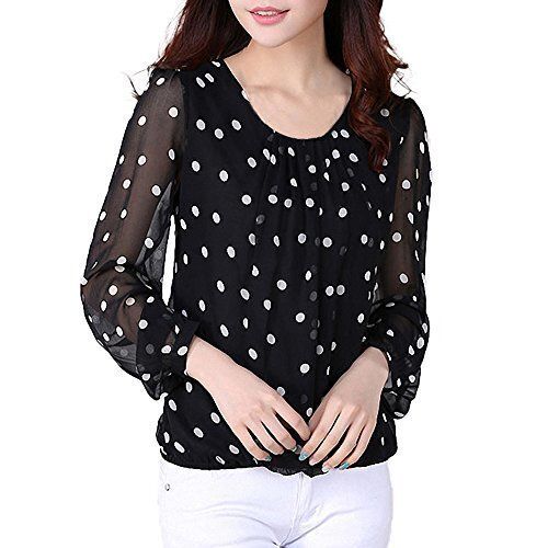 Georgette Ladies Black Dots Printed High Quality Material Stylish Comfortable Fancy Top