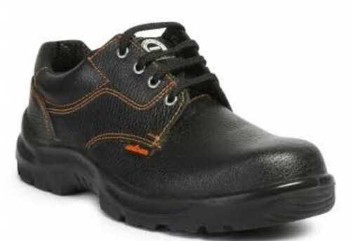 Mens Black Leather Safety Shoes, Heat Resistance Upto 120 C, Laces Closure