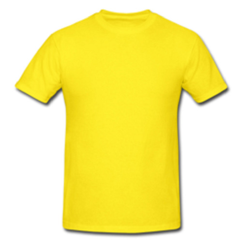 Plain Yellow Round Neck Short Sleeve Casual Wear Cotton T-Shirt For Mens