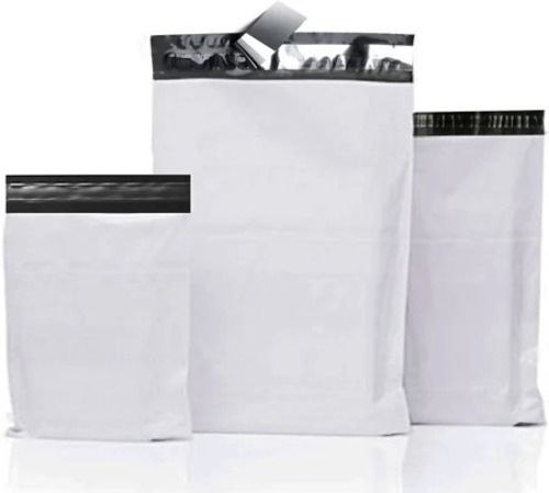 Rectangular Shape Hdpe Material Plain White And Black Courier Bags With Single String Size: 12 X 14 Inches