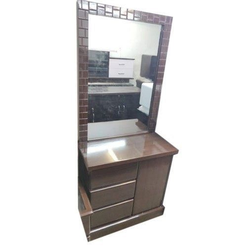 Rectangular Stylish Brown Modern Classic With Glass Wooden Dressing Table