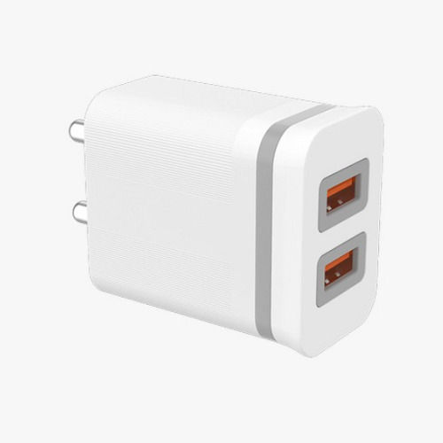 White 2.4A Plastic Materia Dual Usb Interface Type Mobile Charger For Mobile Charging