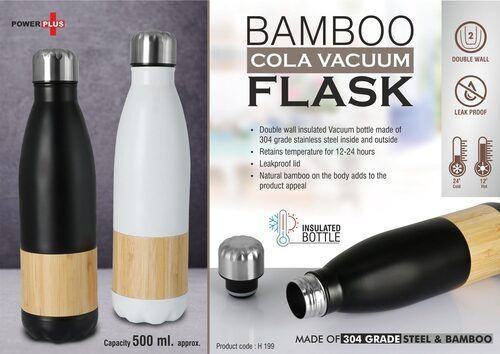 304 Grade Steel And Bamboo Cola Vacuum Flask With Approx 500 Ml Capacity