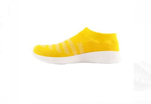 Comfortable And Breathable Light Weight And Stylish Casual Wear Mens Shoes - Cotton Knit Fabric, All Sizes, Yellow And White | Breathable Mesh Lining, Cushioned Footbed, Non-Marking Outsole