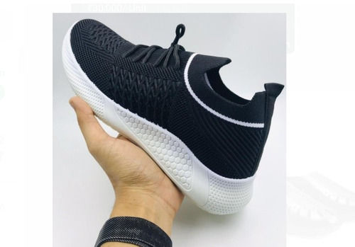 Breathable Comfortable And Light Weight Black Knitted Stylish Shoes For Men Casual Wear