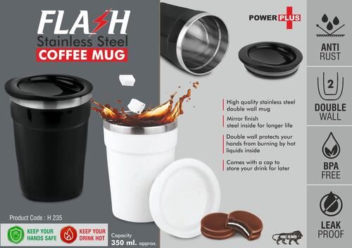 Flash: Leakproof 4 Panel Design Stainless Steel Coffee Mug with Capacity 350ml Approx