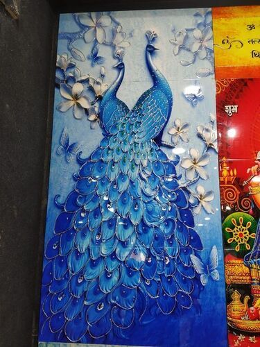 Large Size 8-10mm Thickness Peacock Printed Design Ceramic 3D Wall Tiles